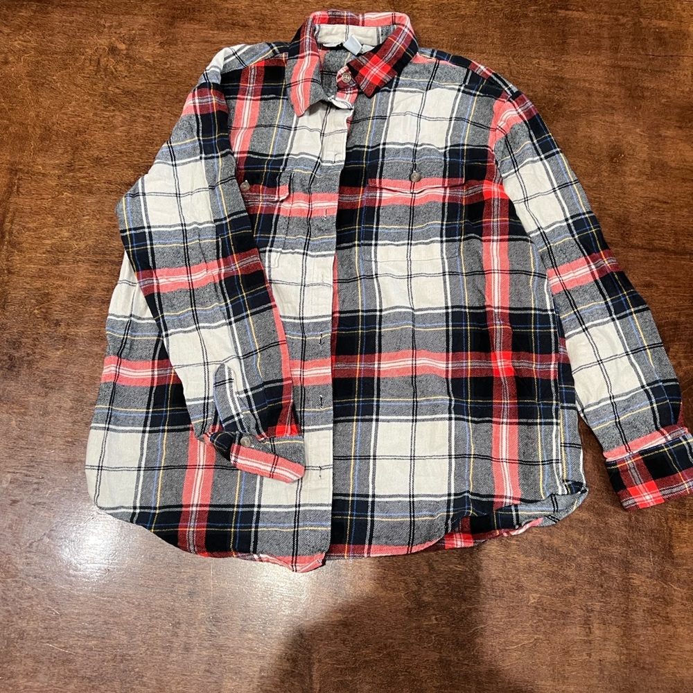 Old Navy Kids Plaid Button Down Shirt - Red, Black, and White